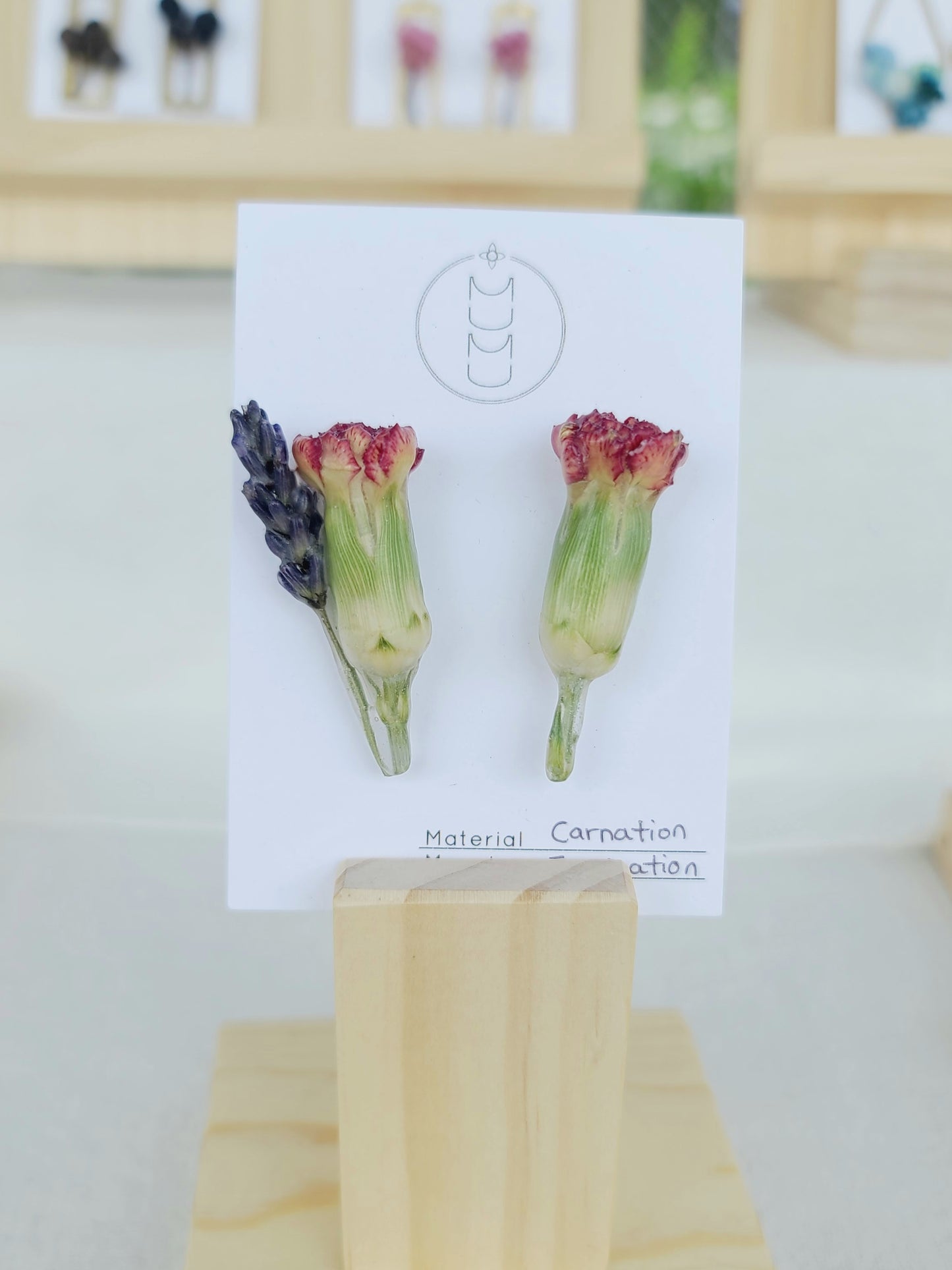 Red Carnation x Lavender Stud Earrings