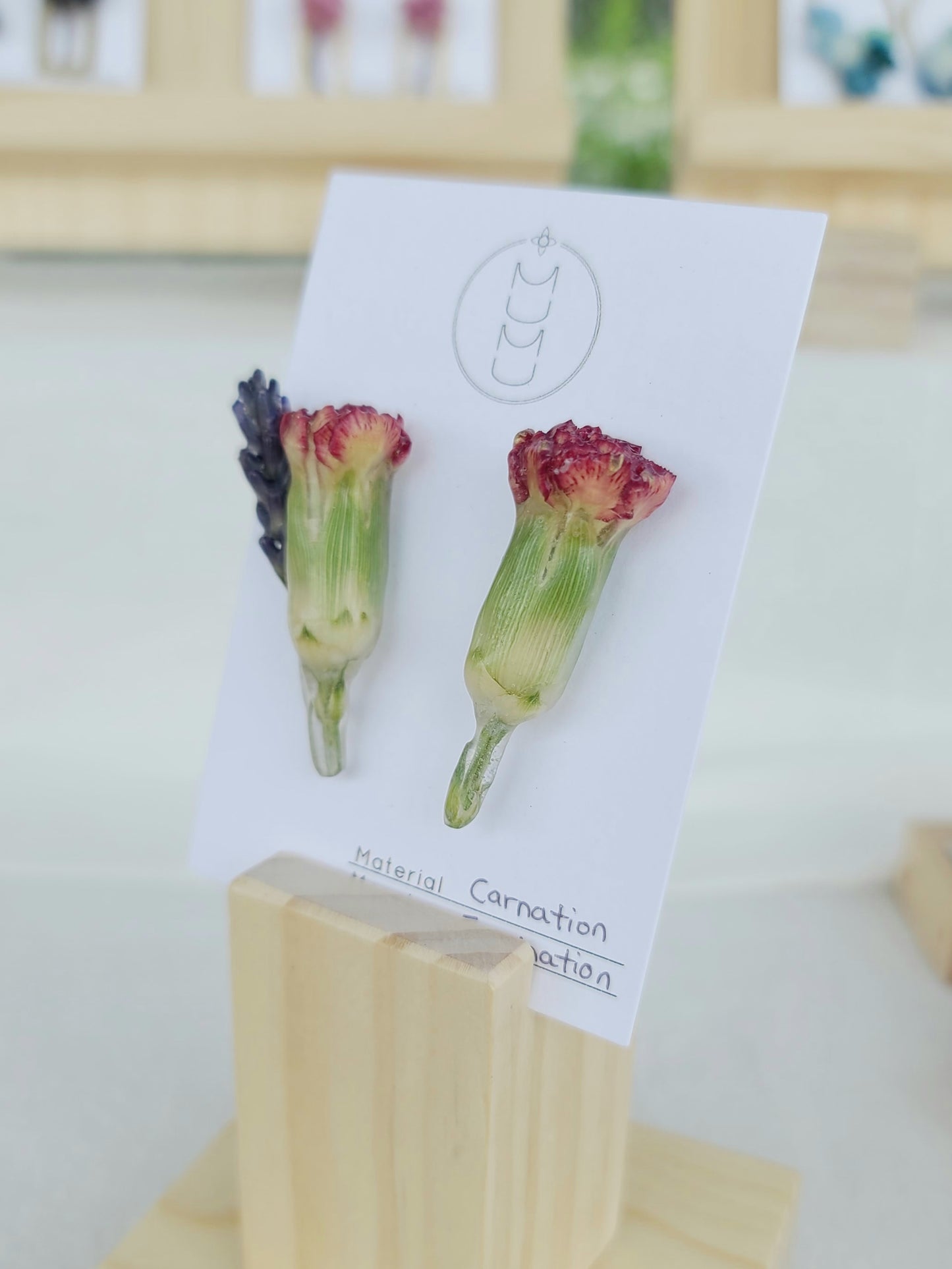 Red Carnation x Lavender Stud Earrings