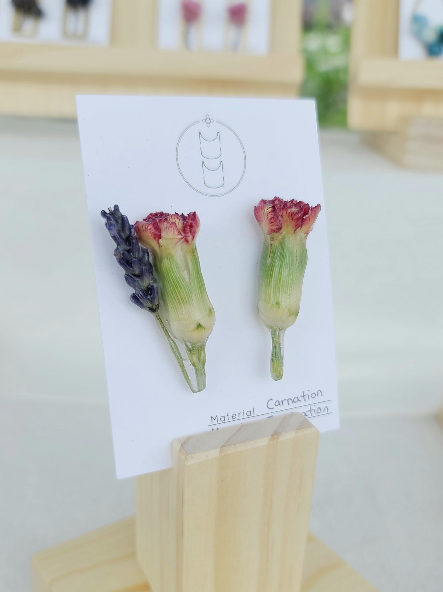 Red Carnation x Lavender Stud Earrings
