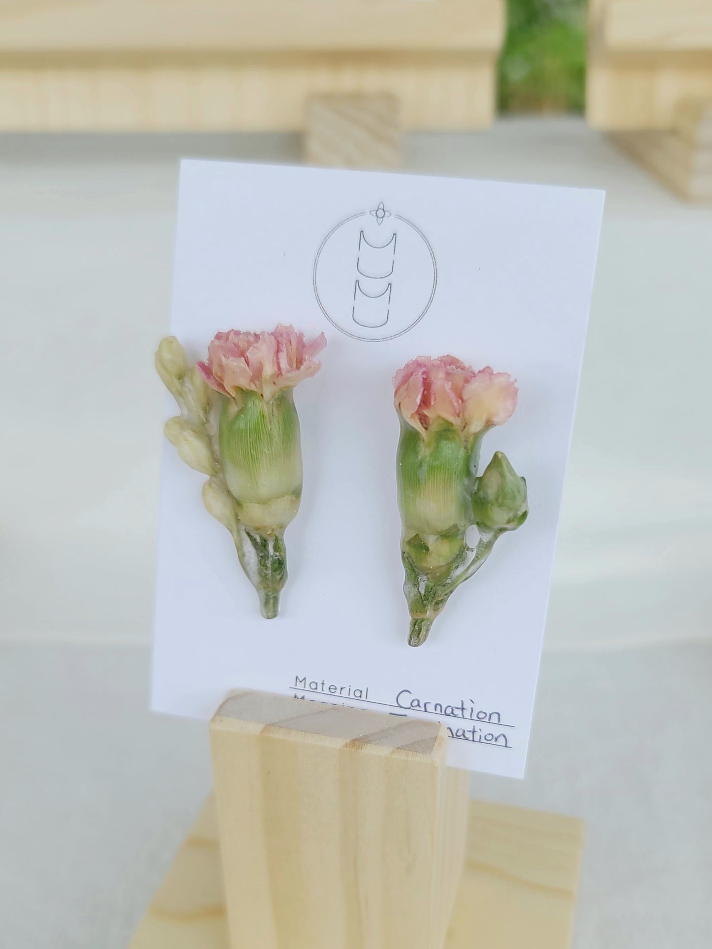 Pink Carnation x Delphinium Stud Earrings