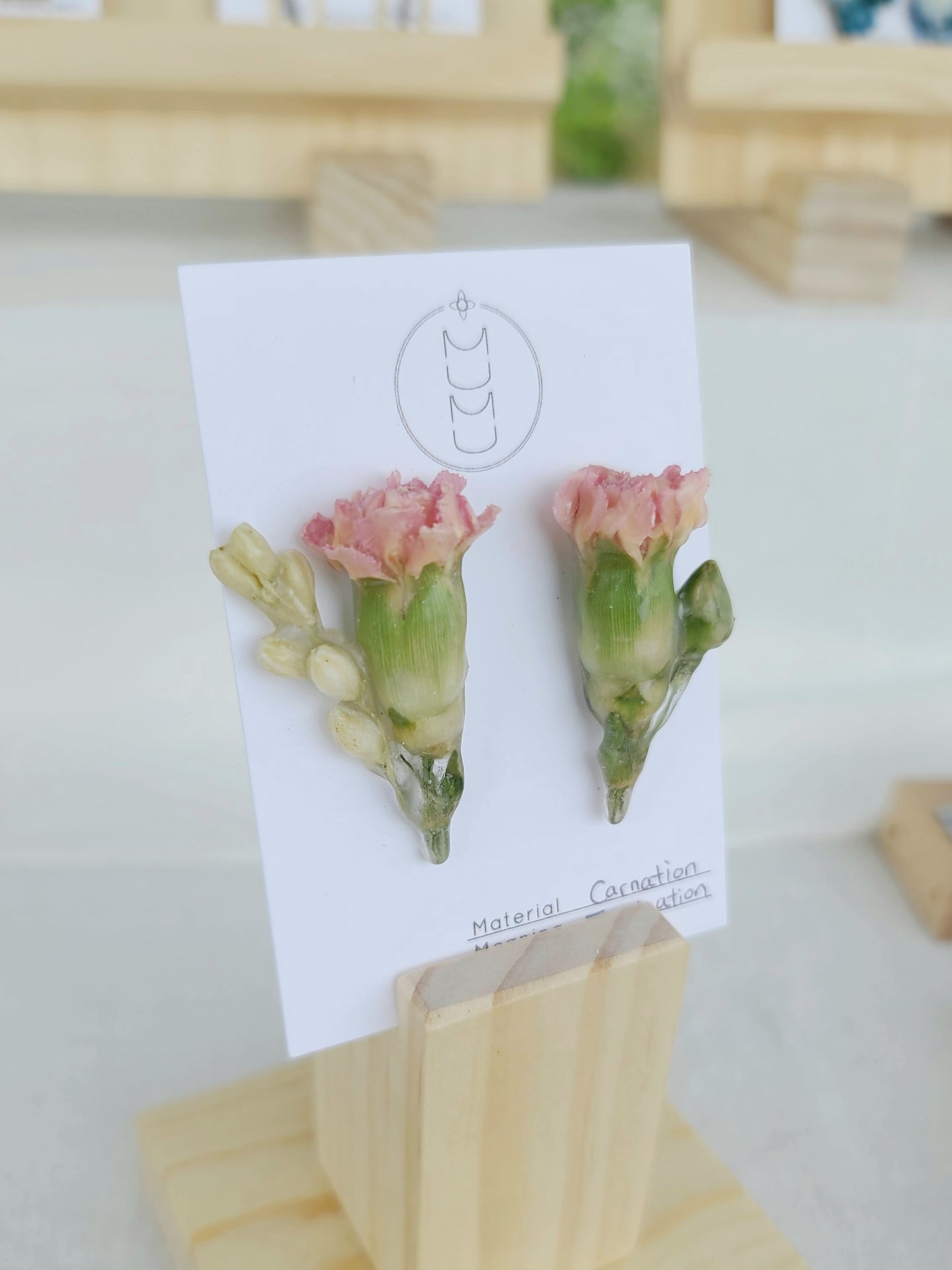Pink Carnation x Delphinium Stud Earrings