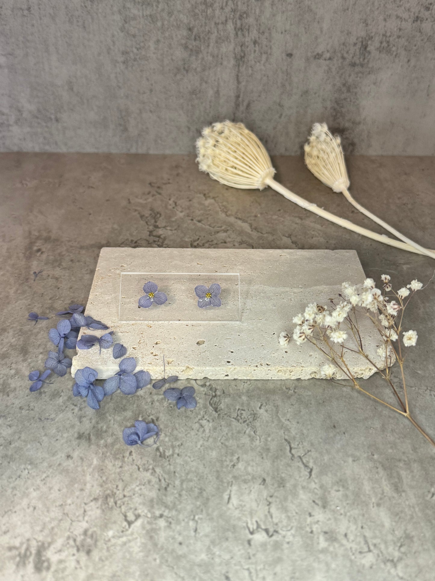 Hydrangea Stud Earrings ~Blue~