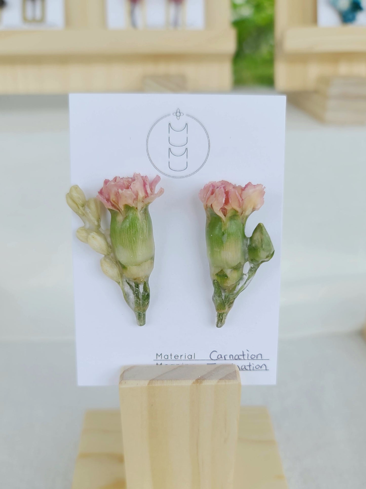 Pink Carnation x Delphinium Stud Earrings